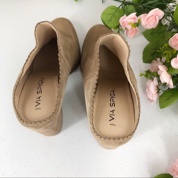 Via Spiga stacked heel suede brown clog sz 6M (#5) - Picture 2 of 8